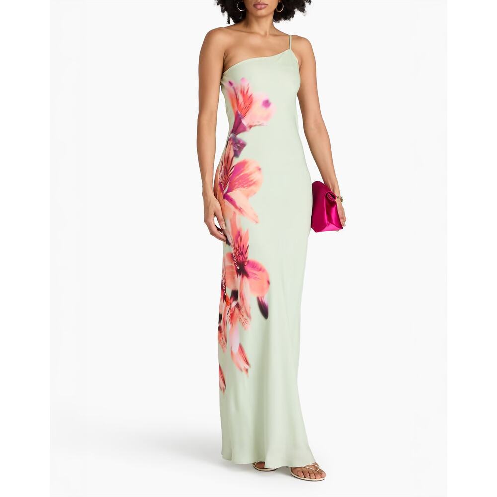 NWT Derek Lam 10 Crosby Milou One-Shoulder Floral Print Crepe Gown Size 4